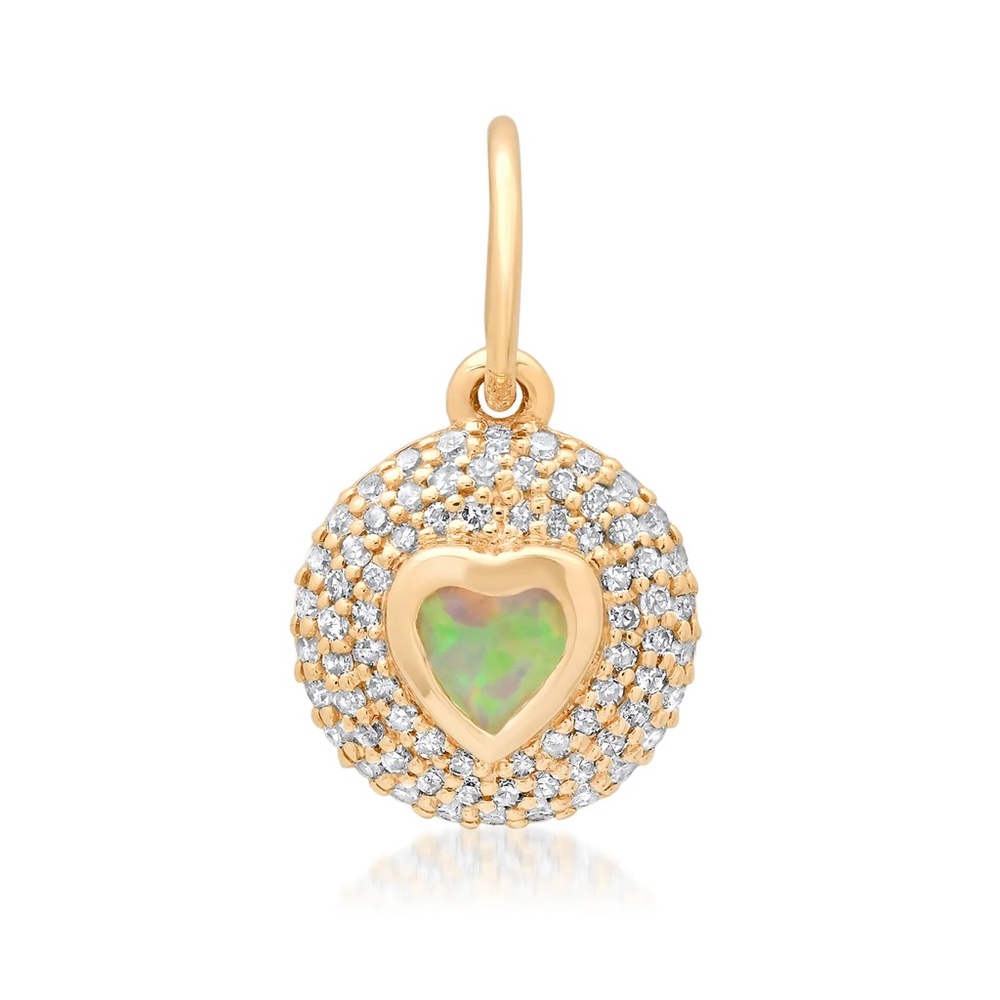 Curated by AB Gold Heart Pendant with Opal Center